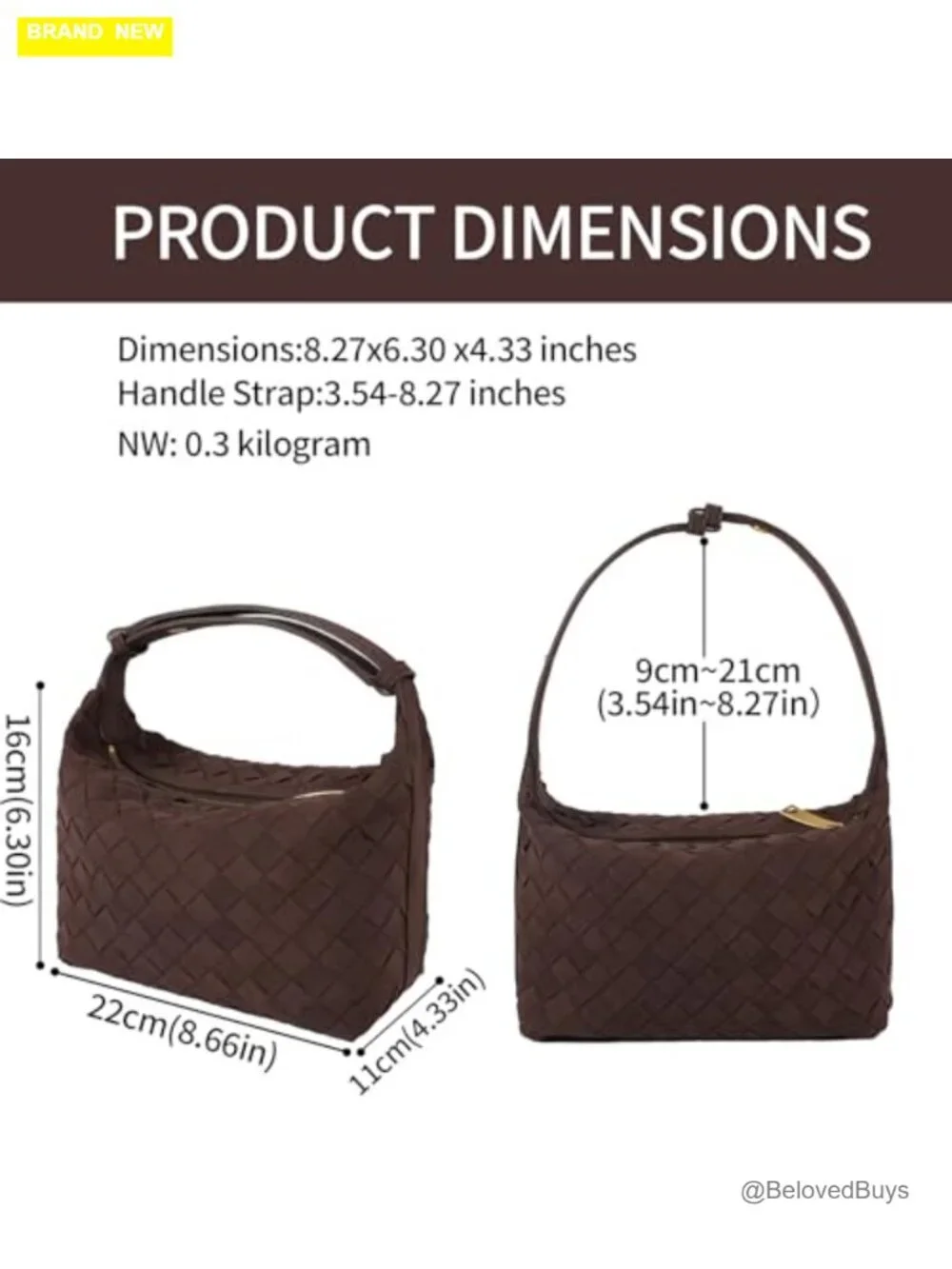 Faux Suede Hobo Handbag with Adjustable Strap, Hand-Woven Tote Bag
